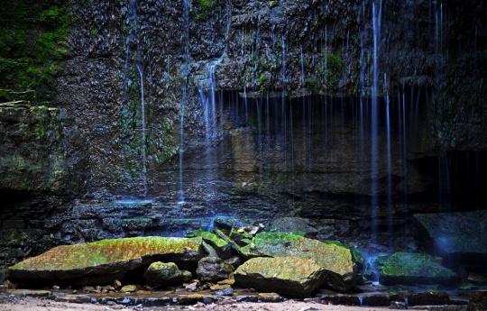 Water trickling over Hidden Falls in late summer | Nerstrand-Big Woods State Park