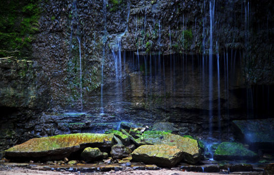 Water trickling over Hidden Falls in late summer | Nerstrand-Big Woods State Park