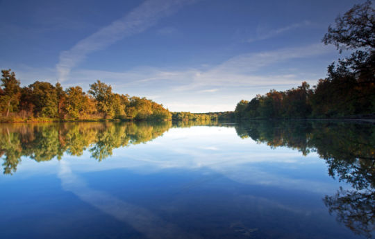 St. Croix State Park - Looking south along the St. Croix River at the mouth of Sand Creek as the sun sets.